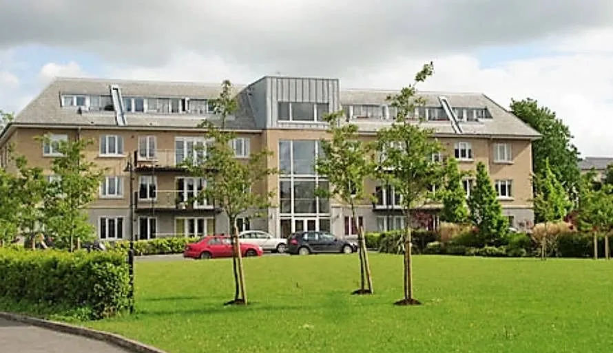 Hotel building with lawn