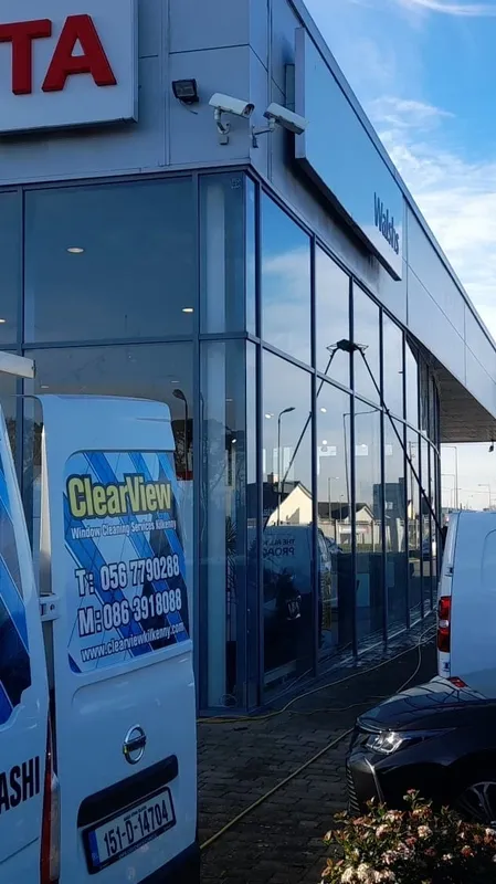 Cleaning a showroom window