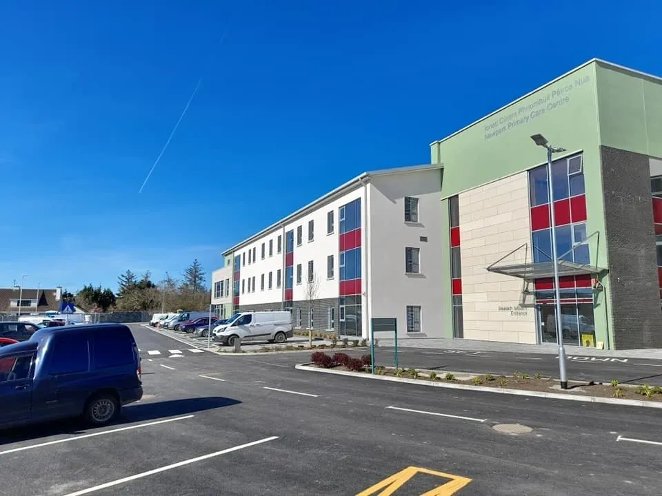Modern commercial building with a clean glass front